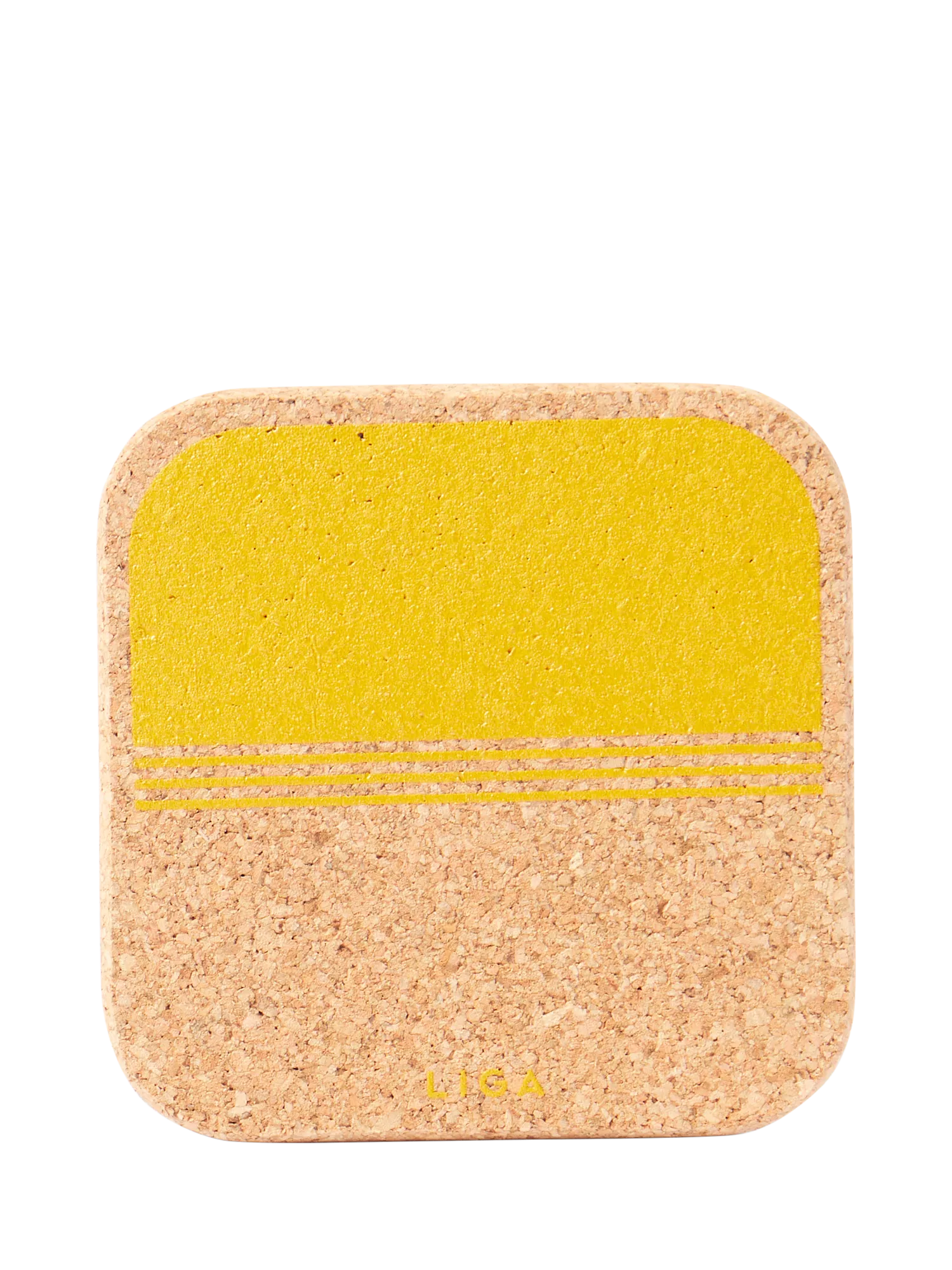 LIGA organic cork coasters set of 4 yellow (British brand)