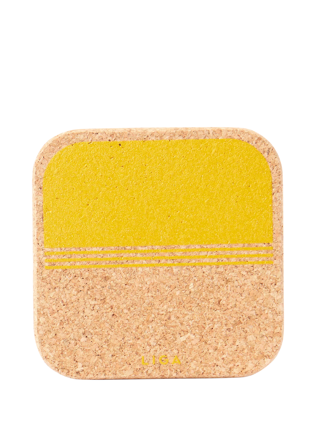 LIGA organic cork coasters set of 4 yellow (British brand)