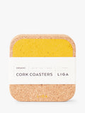 LIGA organic cork coasters set of 4 yellow (British brand)