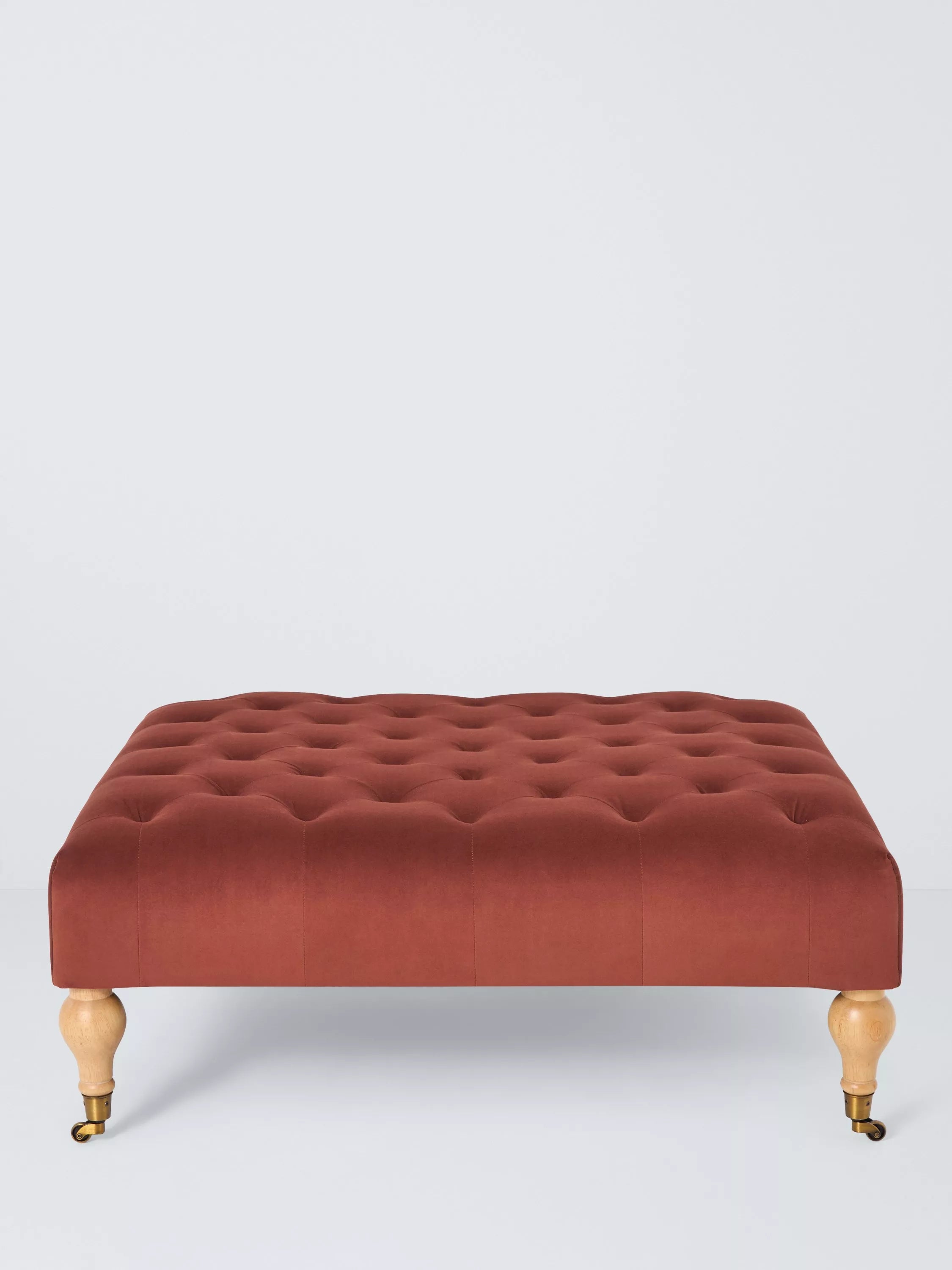 John Lewis Classic Square Footstool rust velvet, imported from the UK