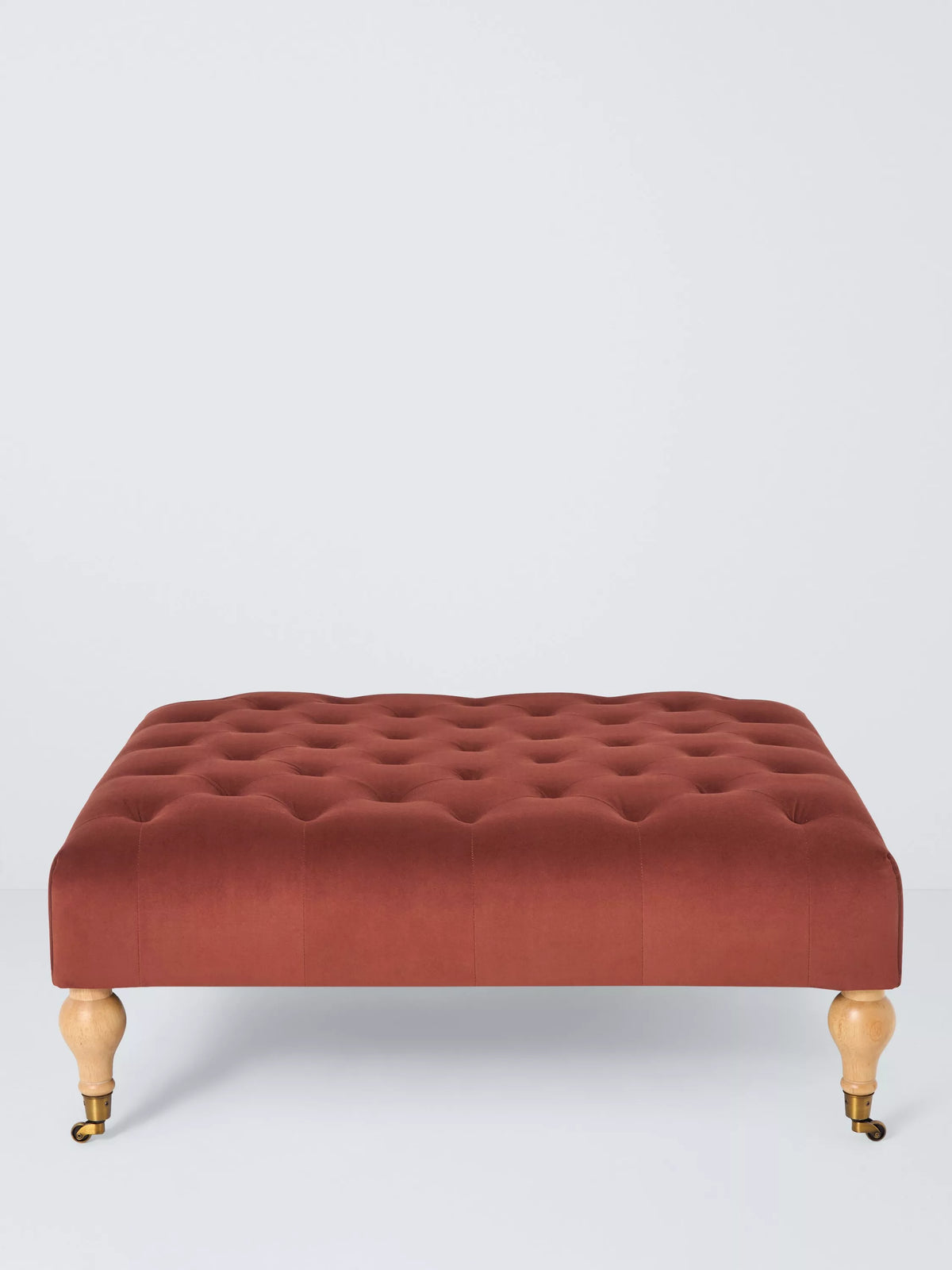 John Lewis Classic Square Footstool rust velvet, imported from the UK
