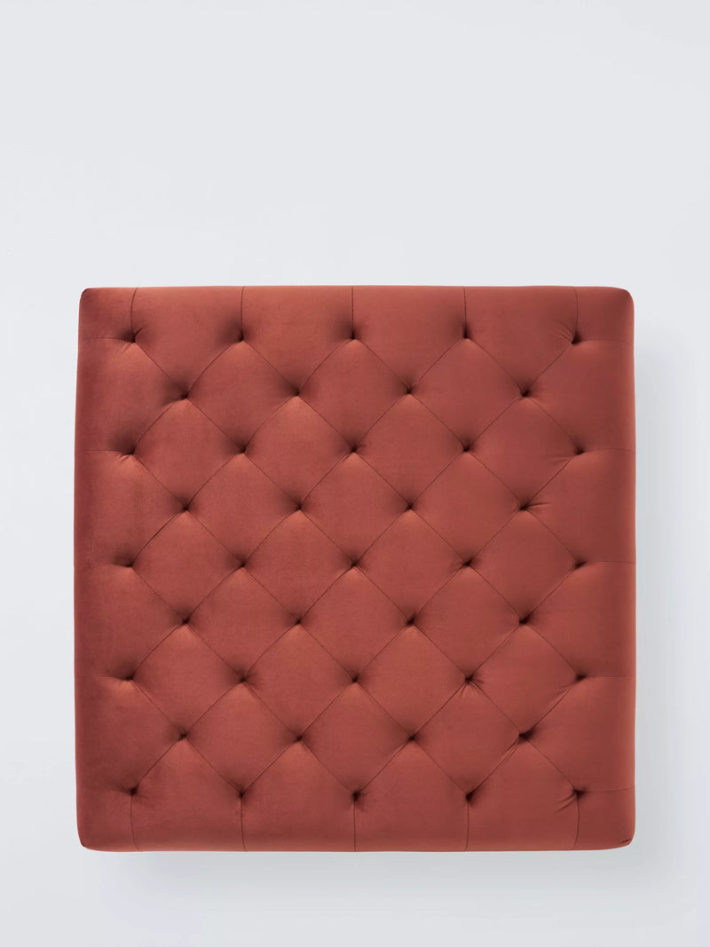 John Lewis Classic Square Footstool rust velvet, imported from the UK