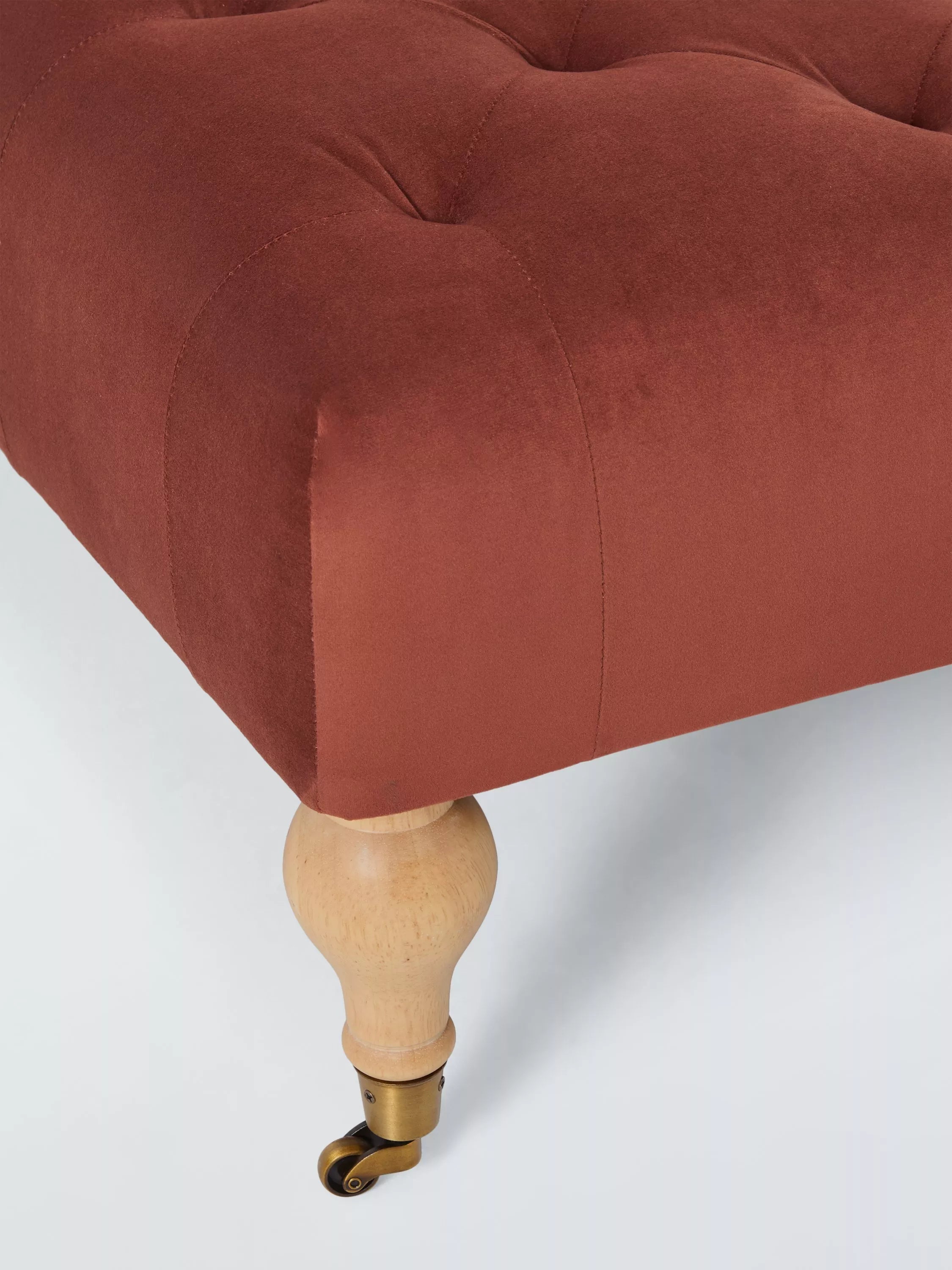 John Lewis Classic Square Footstool rust velvet, imported from the UK