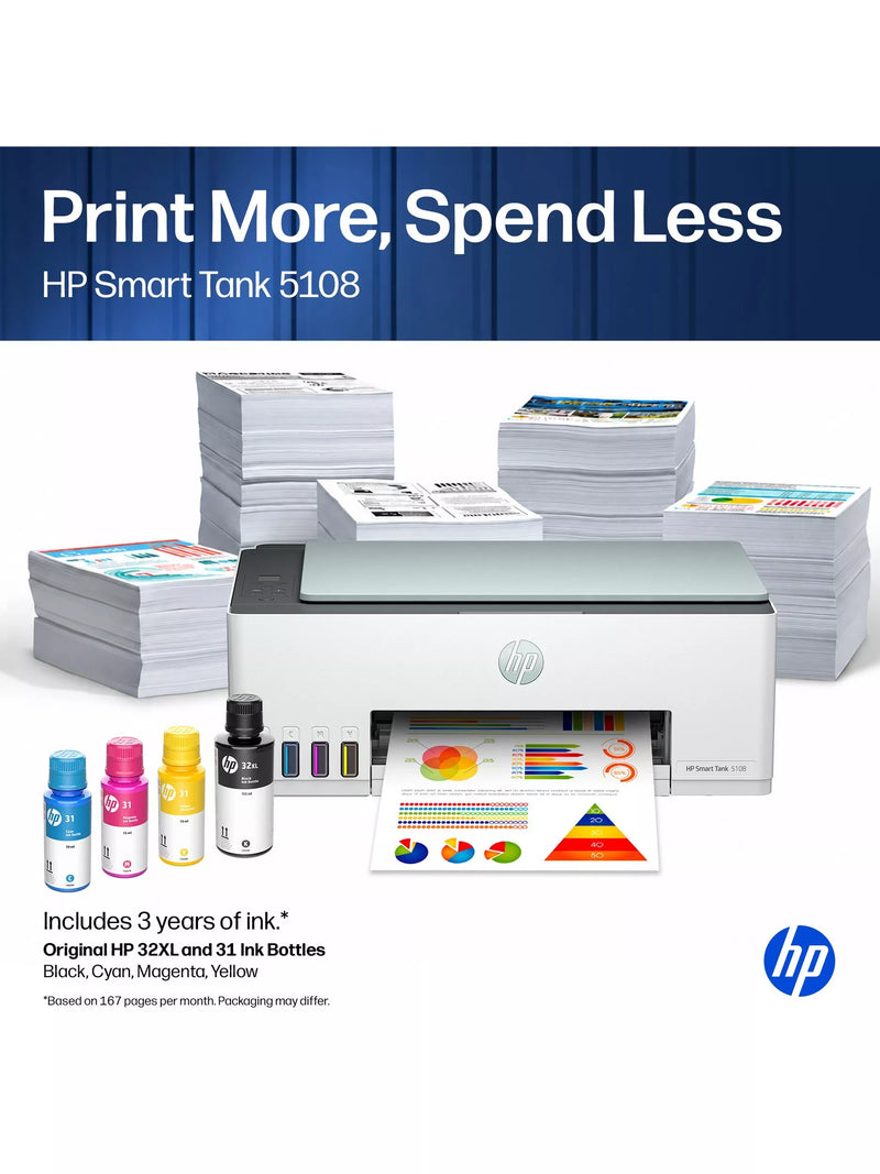 HP Smart Tank 5108 all-in-one wireless printer, UK version