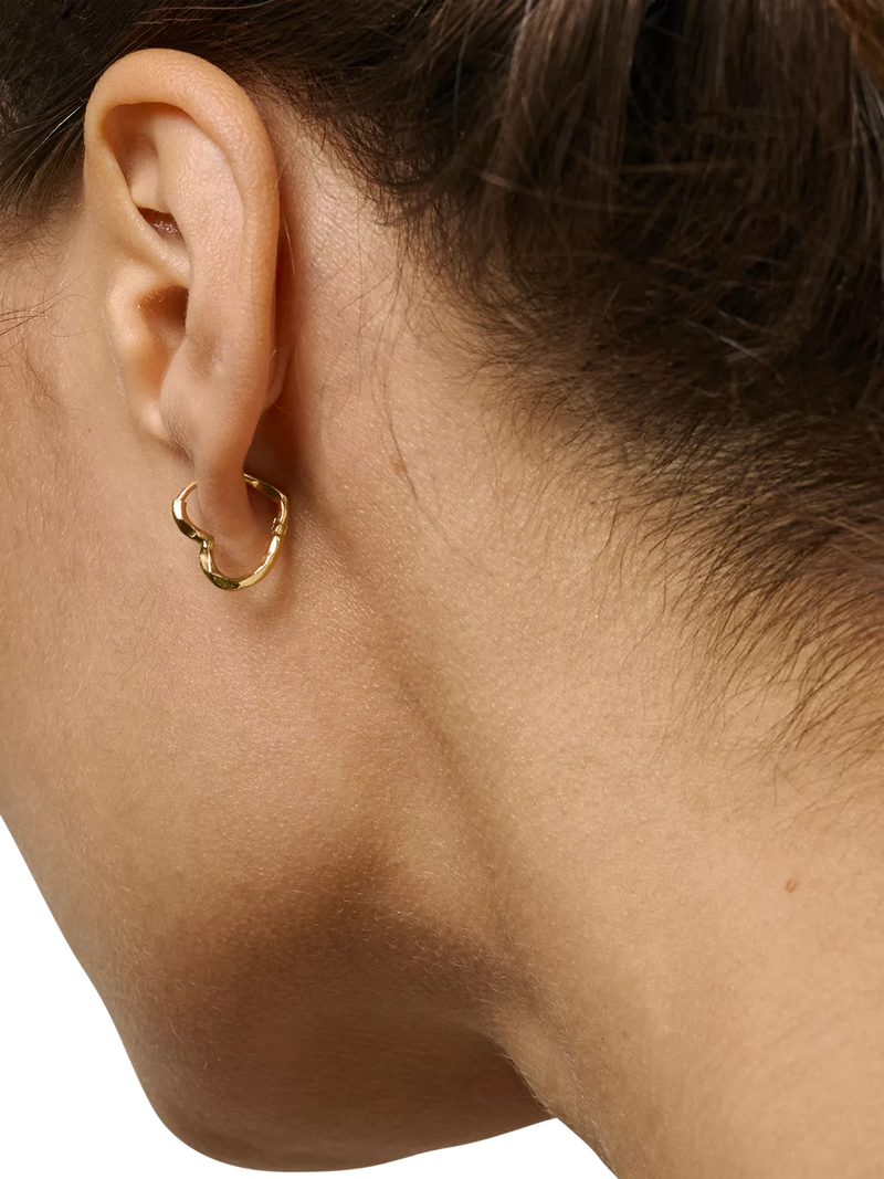 ENAMEL Copenhagen gold heart hoop earrings 14mm, UK version