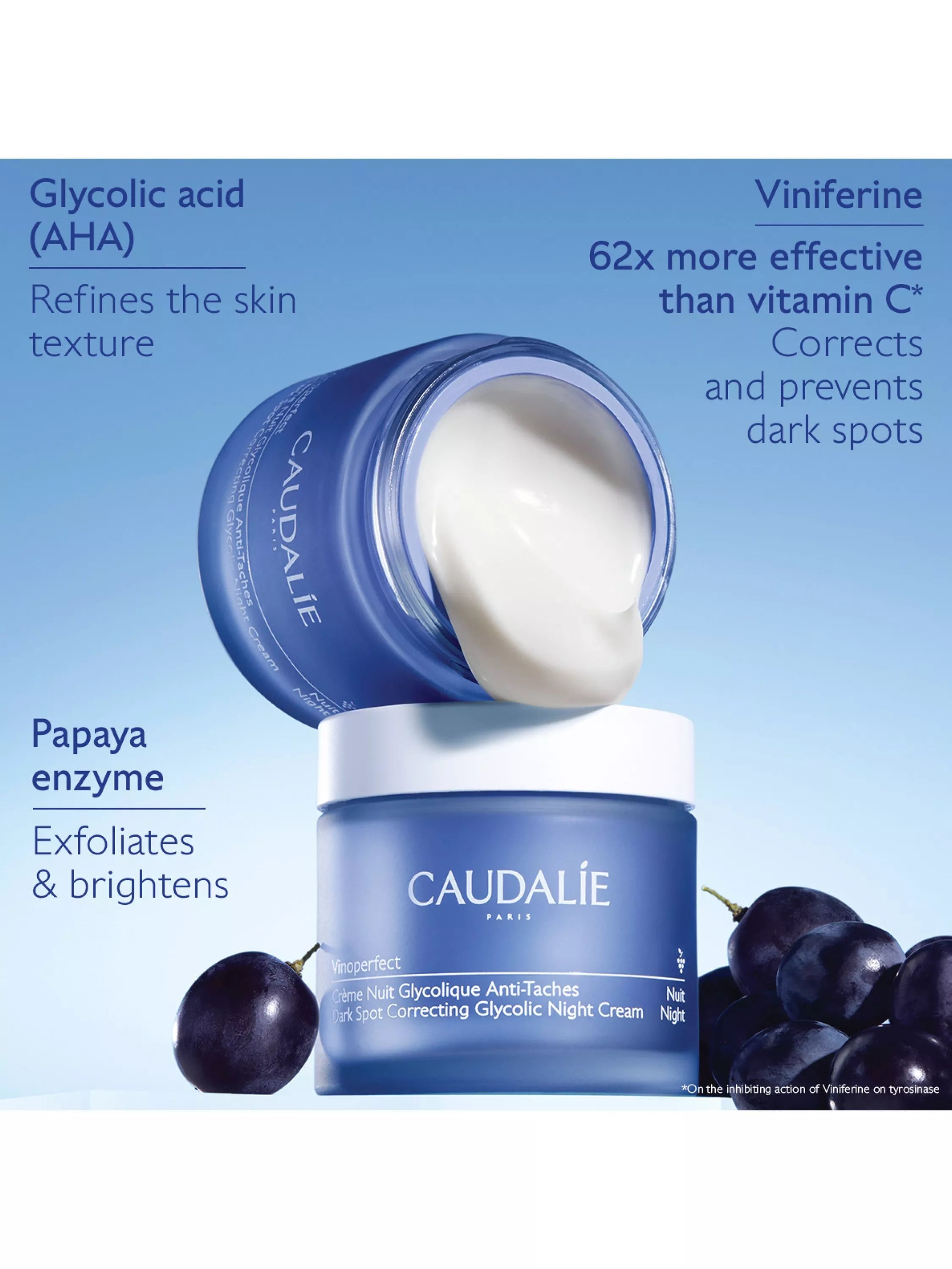Caudalie Vinoperfect brightening glycolic night cream 50ml, imported from the UK