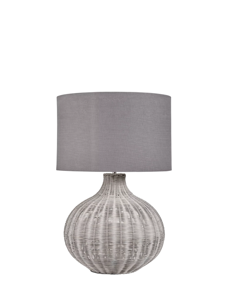 Pacific Allona woven rattan table lamp with linen shade - British product