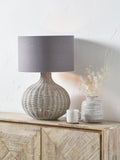 Pacific Allona woven rattan table lamp with linen shade - British product