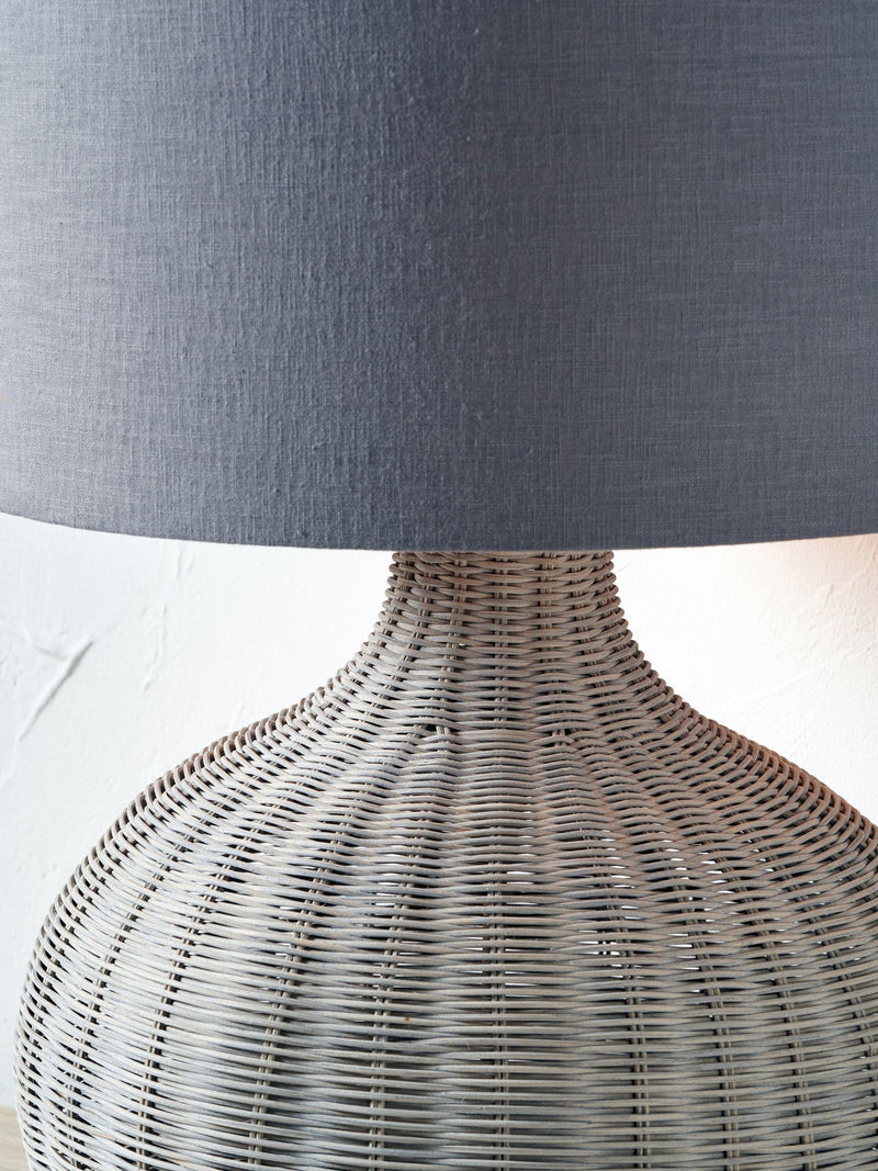 Pacific Allona woven rattan table lamp with linen shade - British product