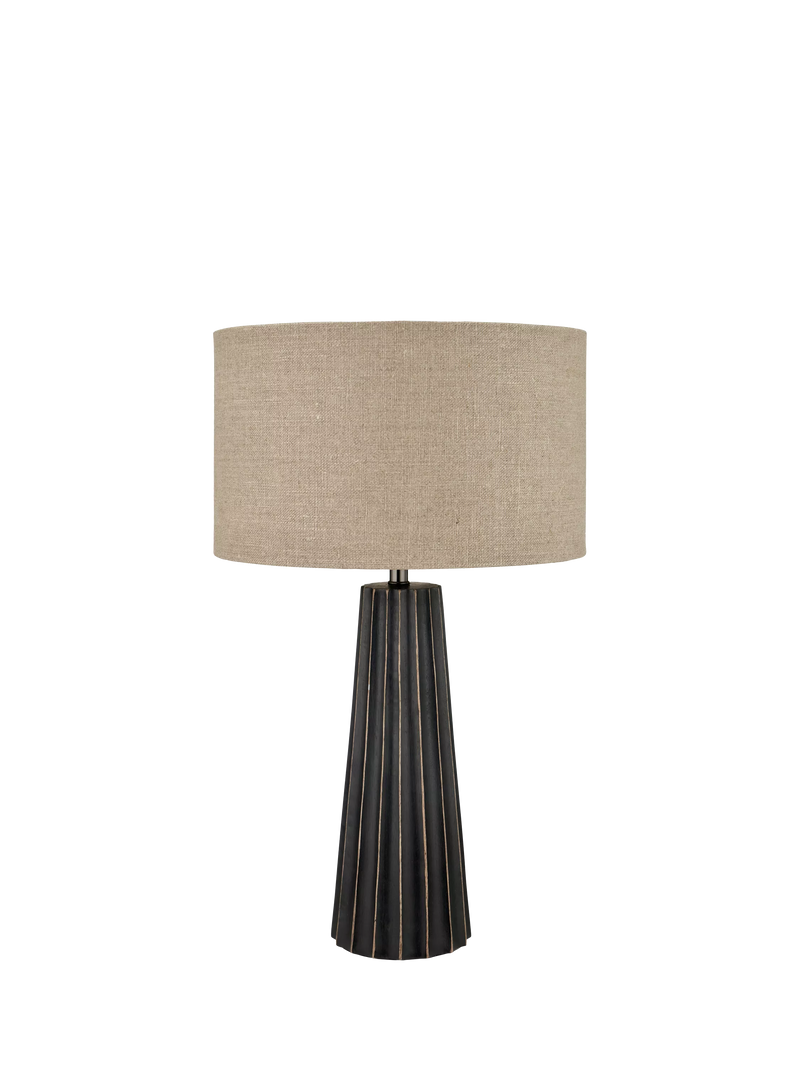 Pacific Draydon mango wood table lamp with linen shade - British product