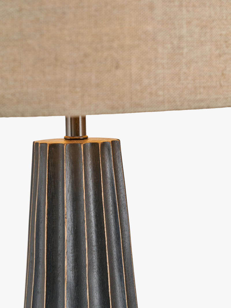 Pacific Draydon mango wood table lamp with linen shade - British product