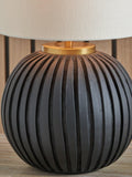 Pacific Ezekiel terracotta table lamp with linen shade - British product