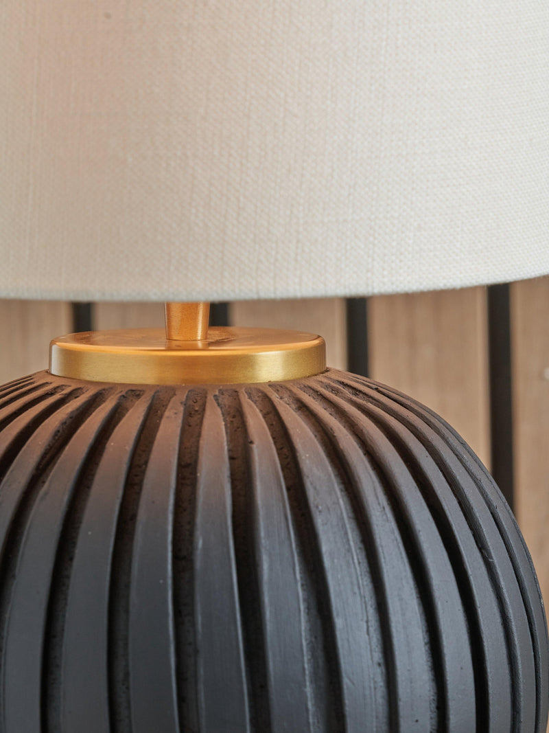 Pacific Ezekiel terracotta table lamp with linen shade - British product
