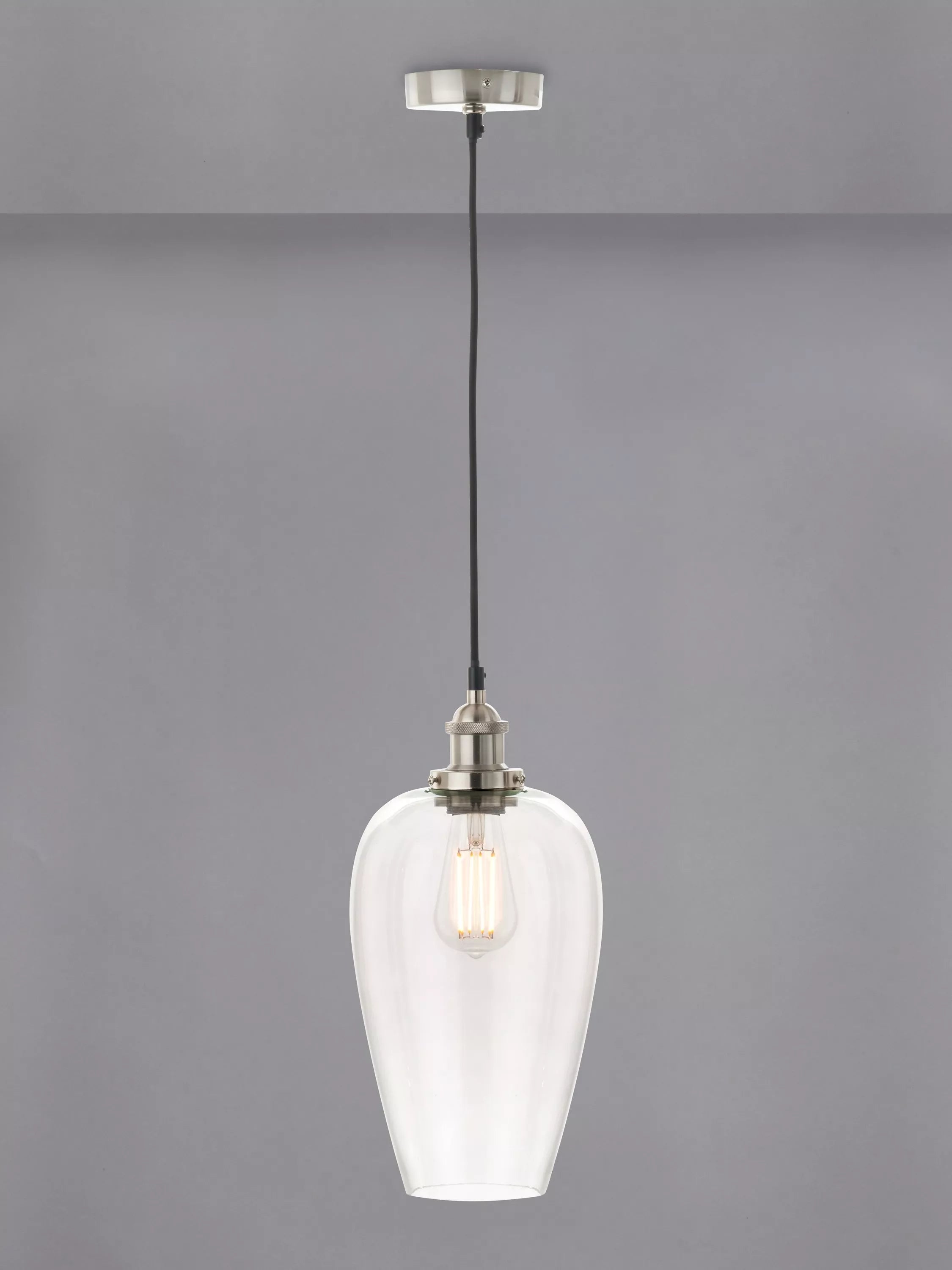 Pacific Clio long glass shade pendant ceiling light 123cm - British product