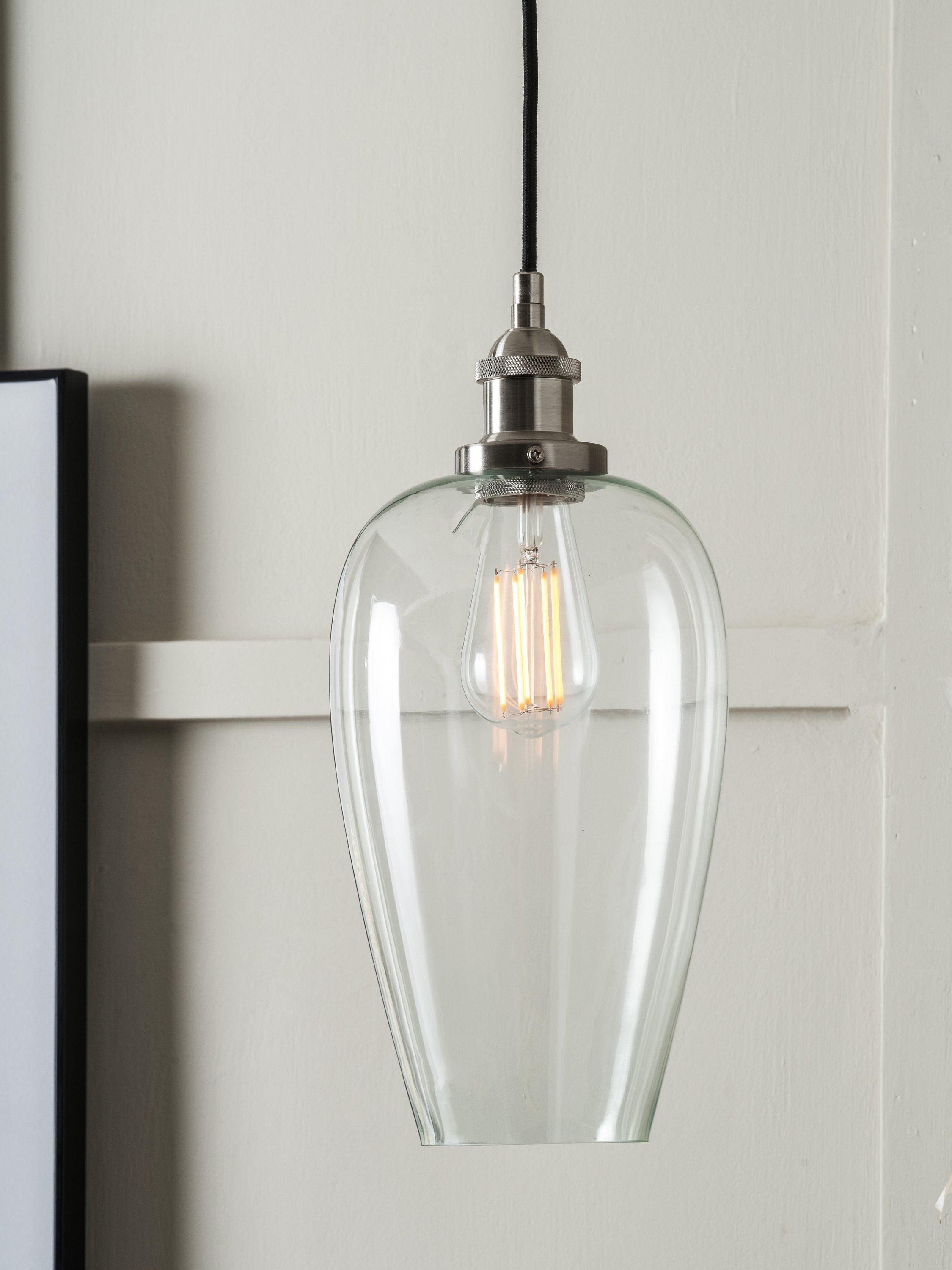 Pacific Clio long glass shade pendant ceiling light 123cm - British product