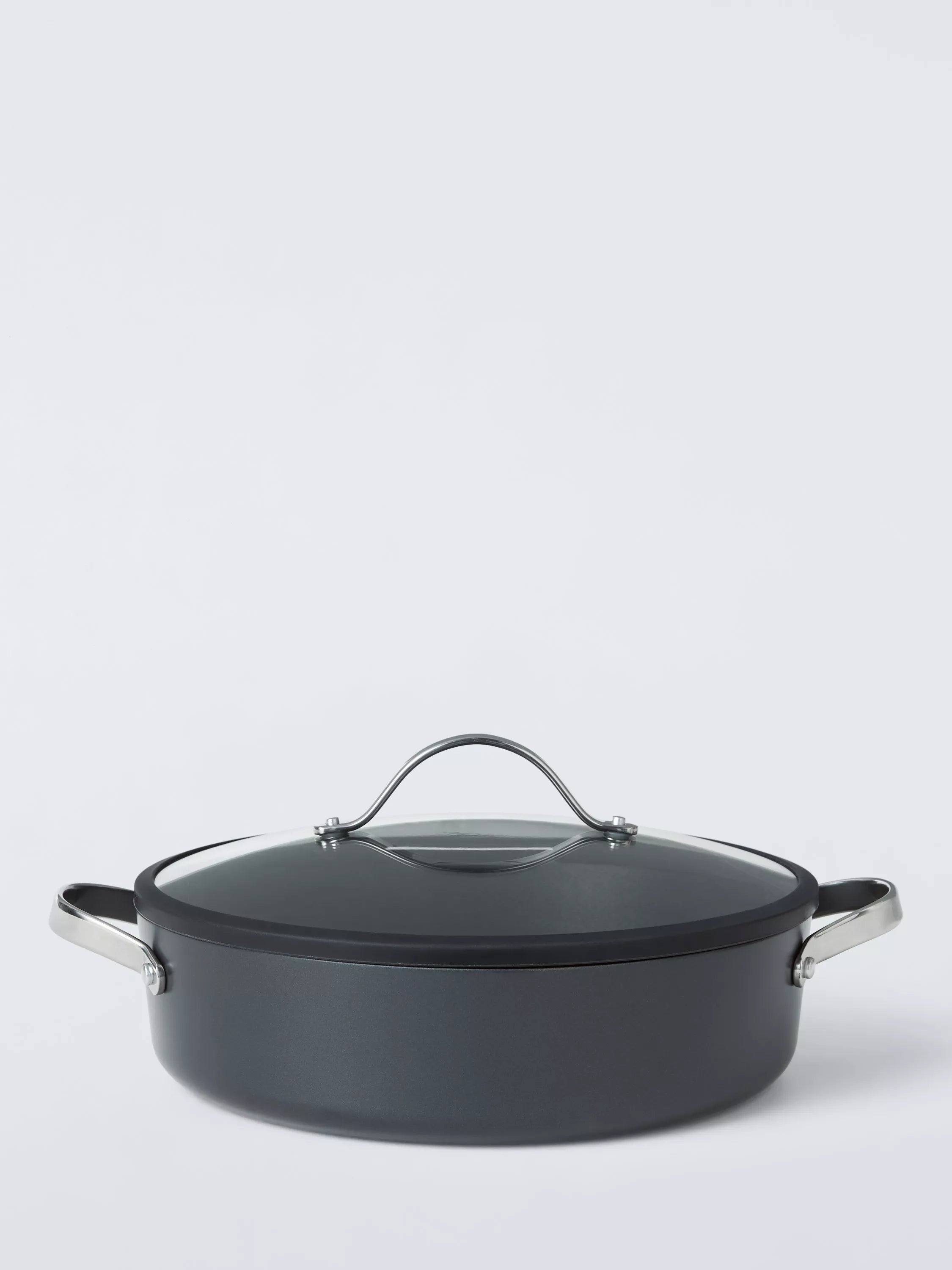 John Lewis The Pan Aluminium Non-Stick Shallow Casserole with Lid