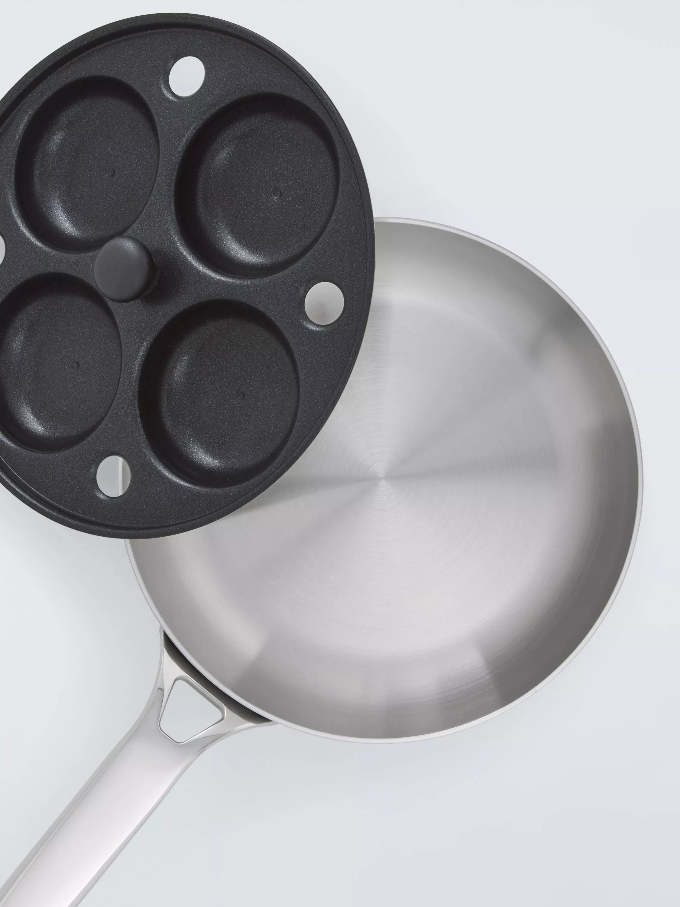 John Lewis non-stick egg poacher insert 4-hole stainless steel (British brand)