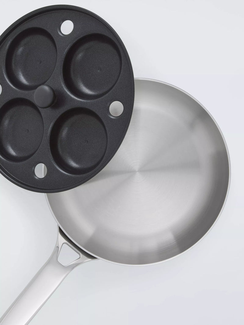 John Lewis non-stick egg poacher insert 4-hole stainless steel (British brand)