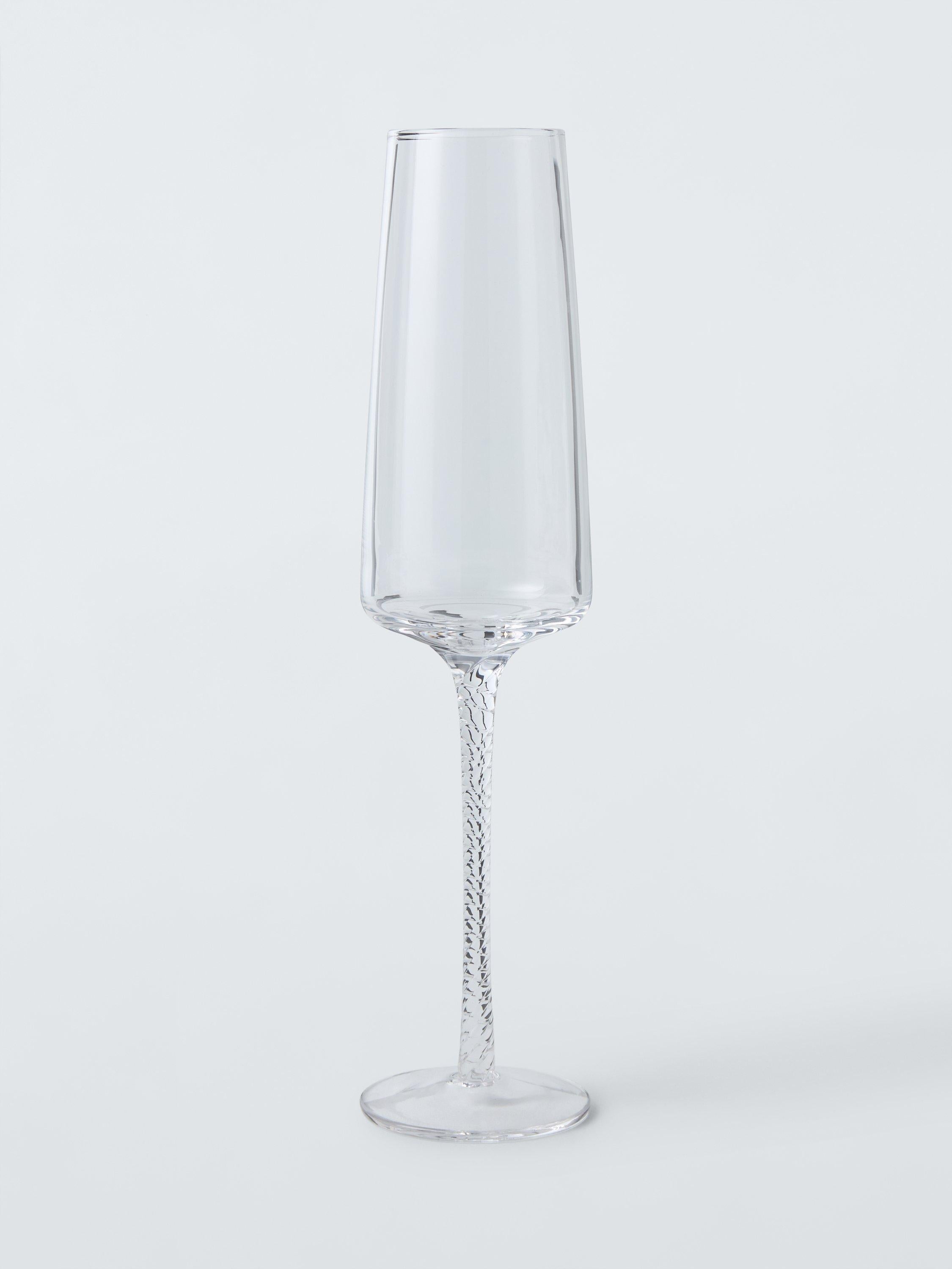 John Lewis twisted stem champagne flute set of 2 clear glass - UK version