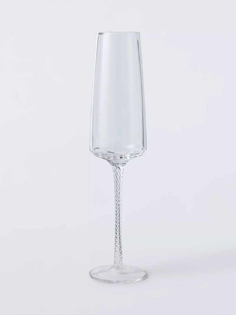John Lewis twisted stem champagne flute set of 2 clear glass - UK version