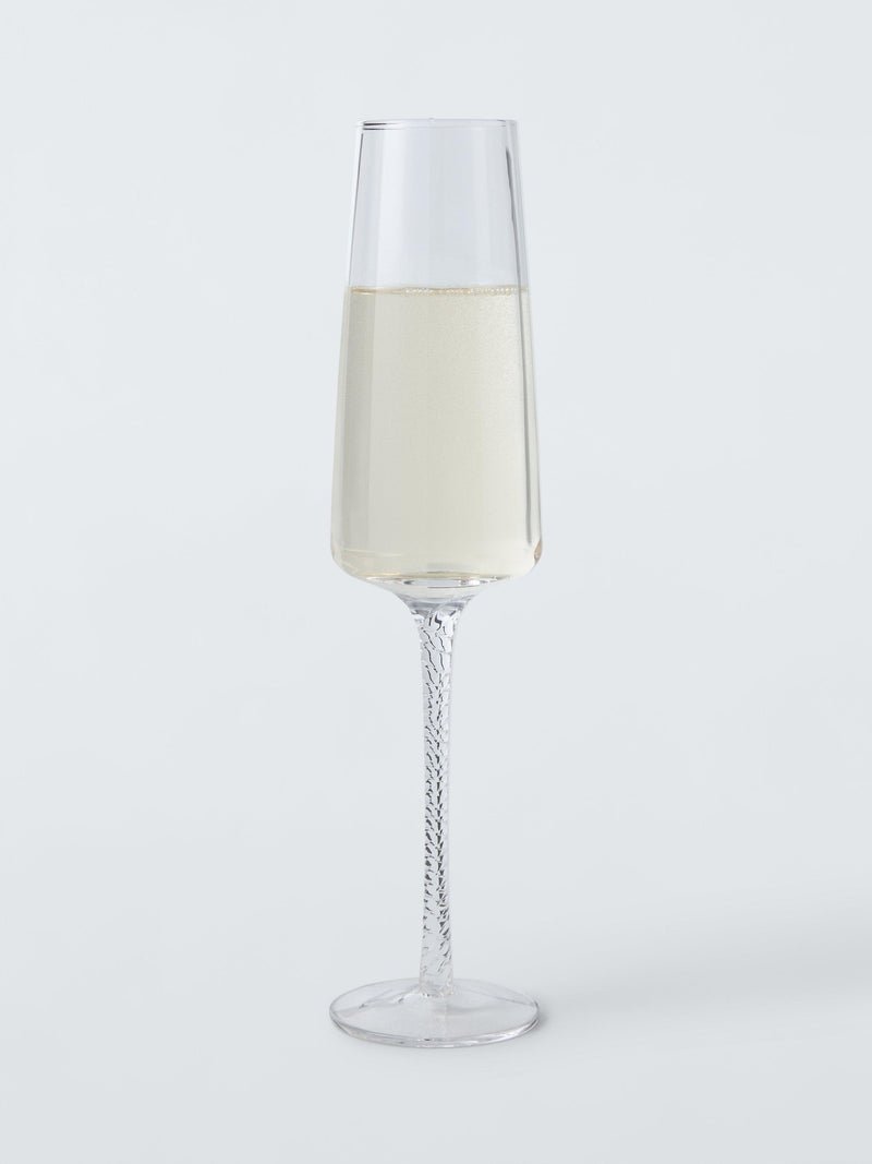 John Lewis twisted stem champagne flute set of 2 clear glass - UK version