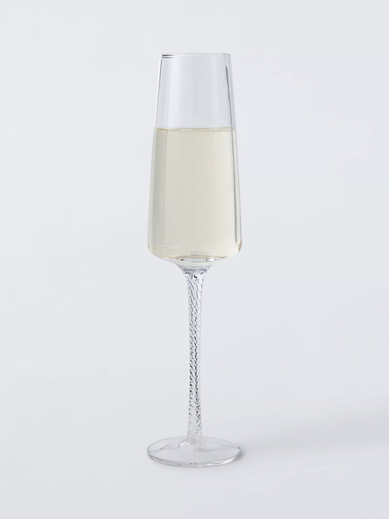 John Lewis twisted stem champagne flute set of 2 clear glass - UK version