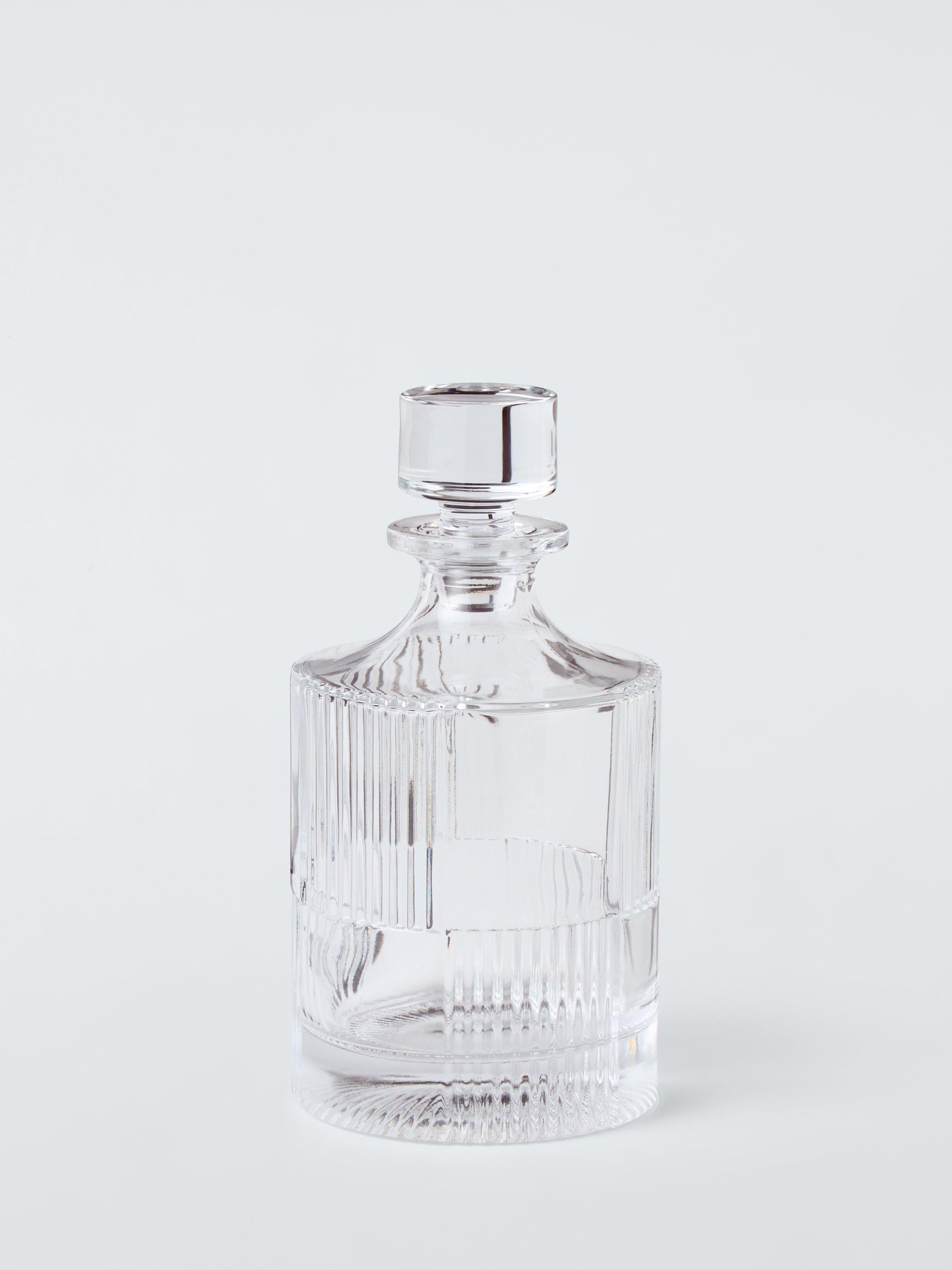 John Lewis ribbed cut glass decanter and tumblers, imported from the UK