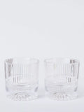 John Lewis ribbed cut glass decanter and tumblers, imported from the UK