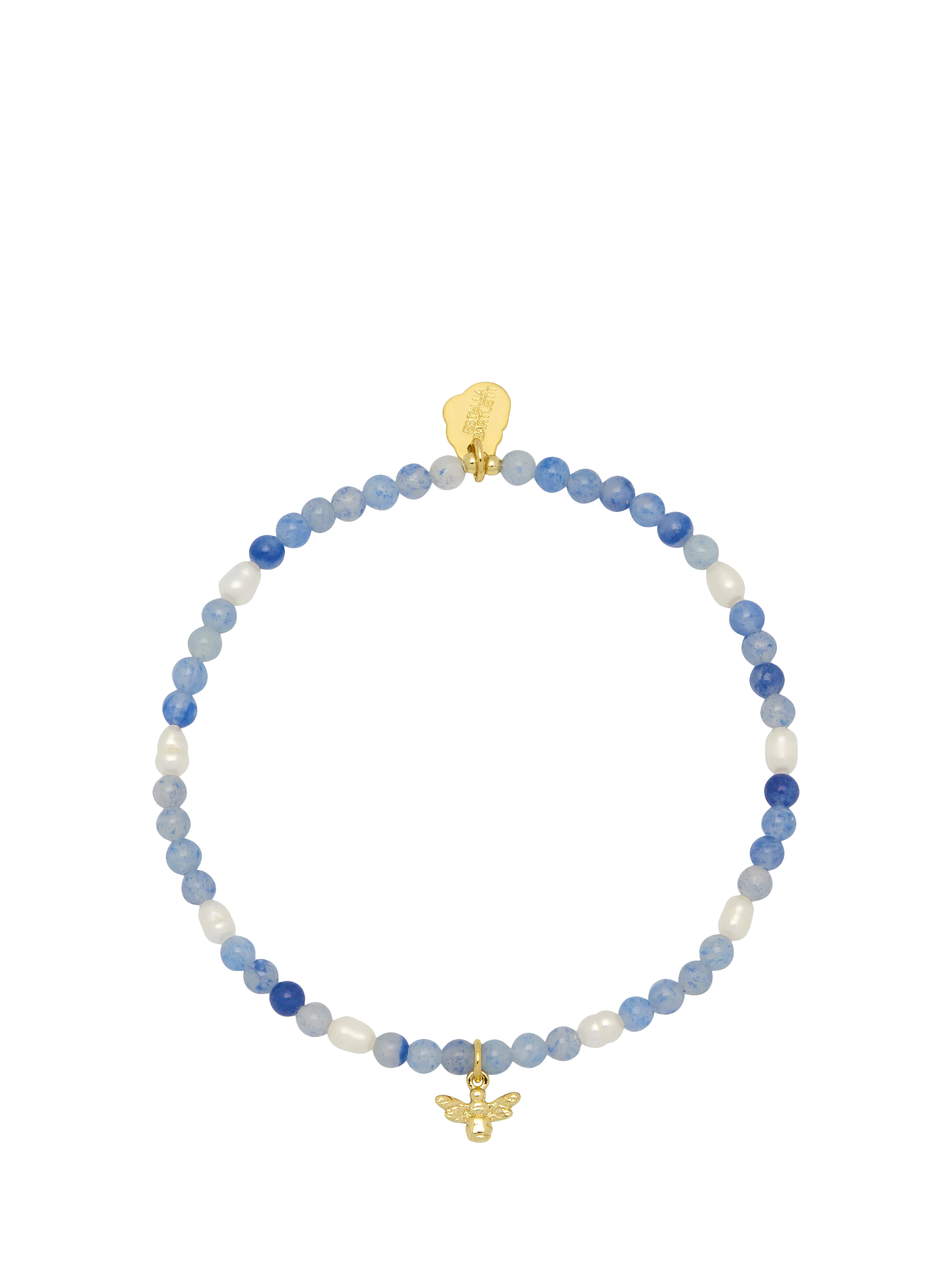 Estella Bartlett bee charm bead bracelet in blue and gold, UK version