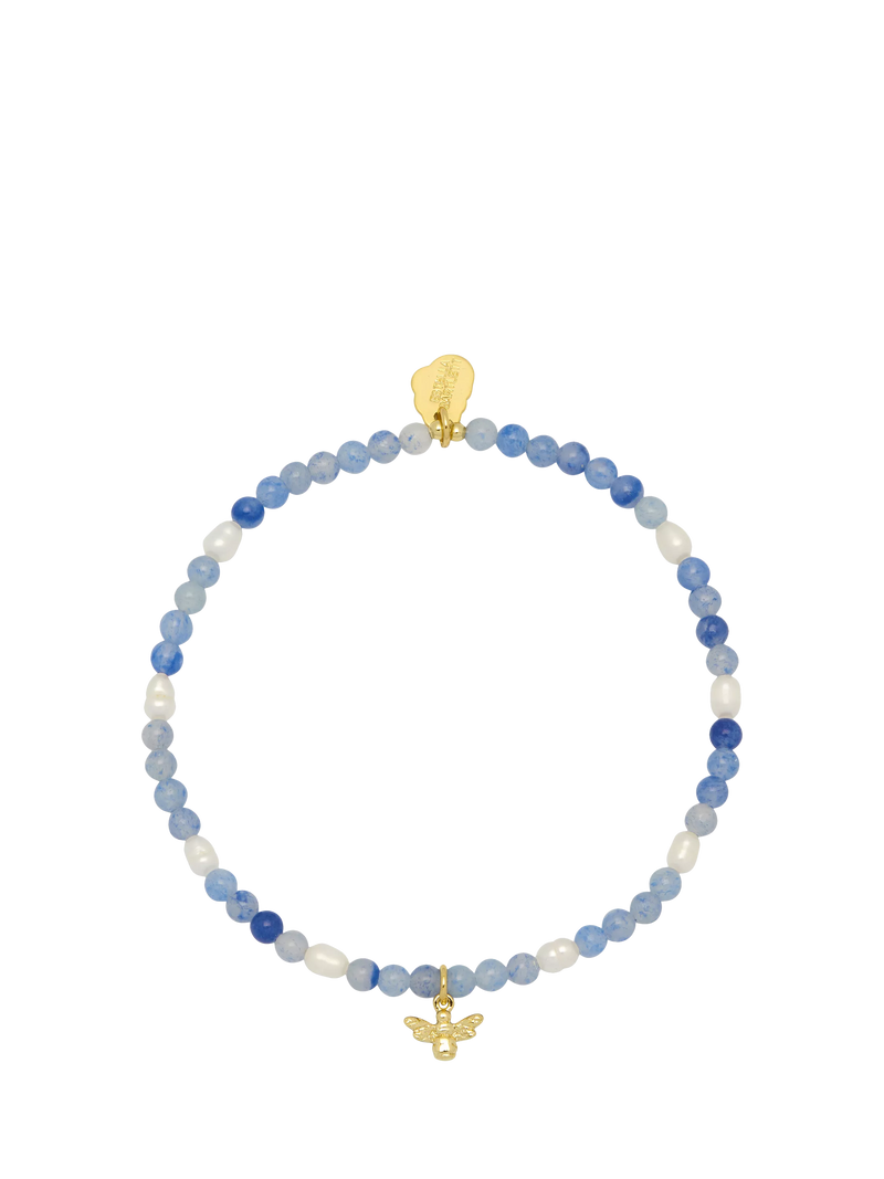 Estella Bartlett bee charm bead bracelet in blue and gold, UK version