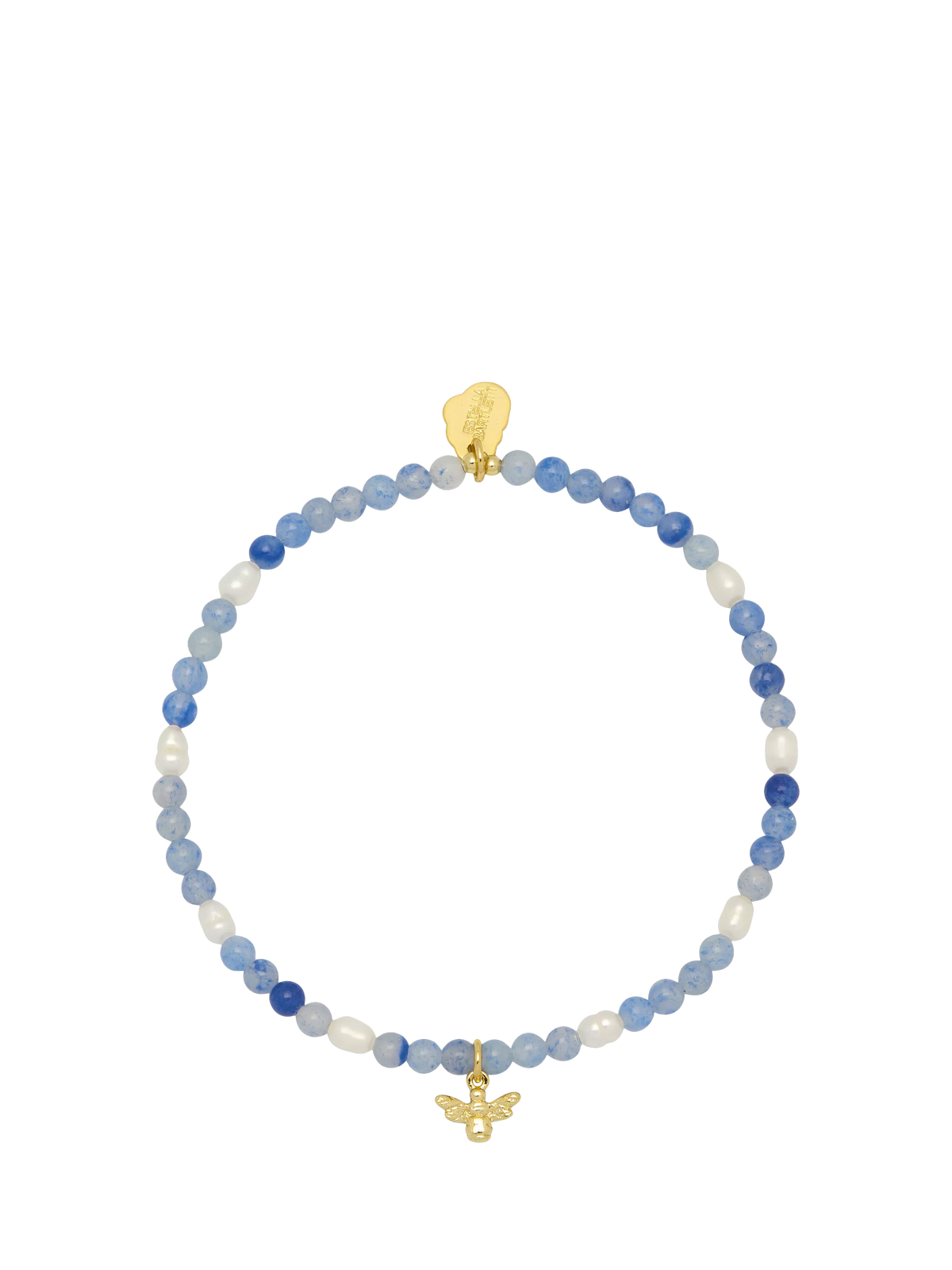 Estella Bartlett bee charm bead bracelet in blue and gold, UK version