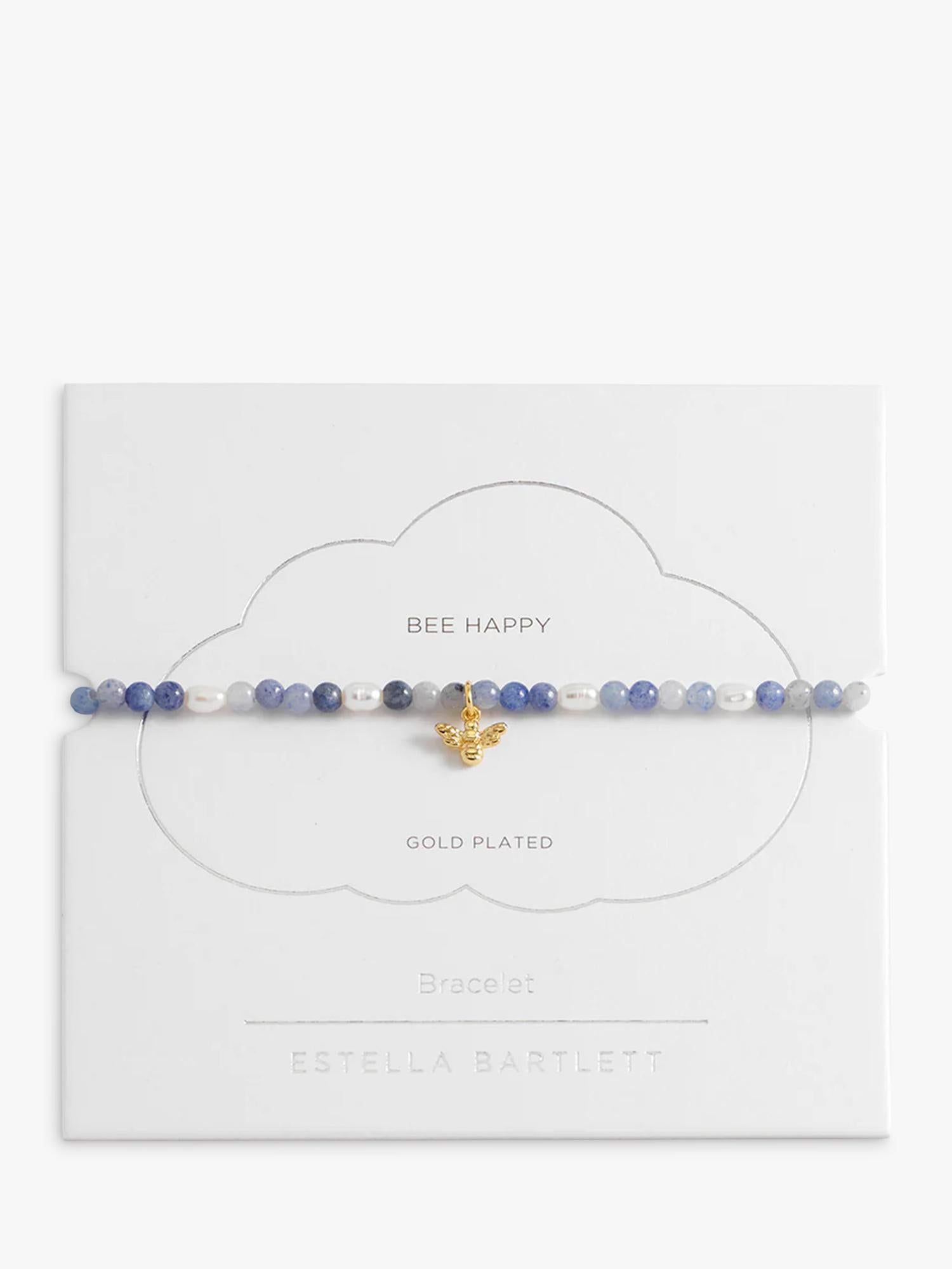 Estella Bartlett bee charm bead bracelet in blue and gold, UK version