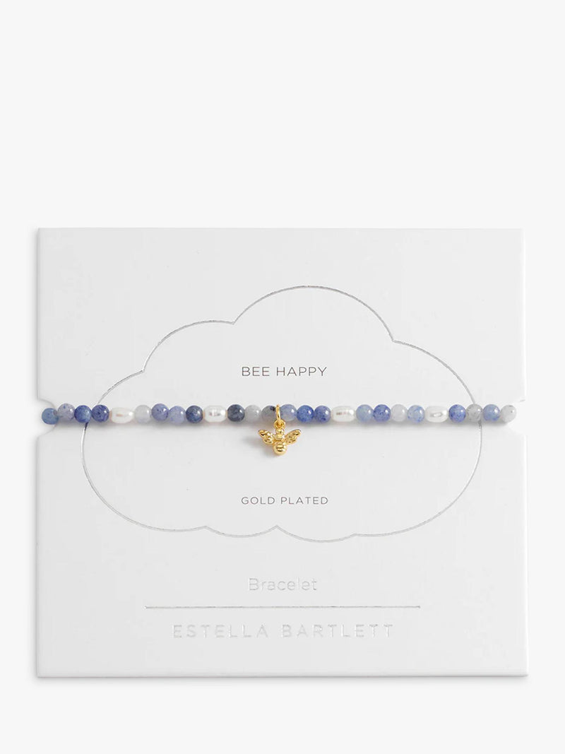 Estella Bartlett bee charm bead bracelet in blue and gold, UK version