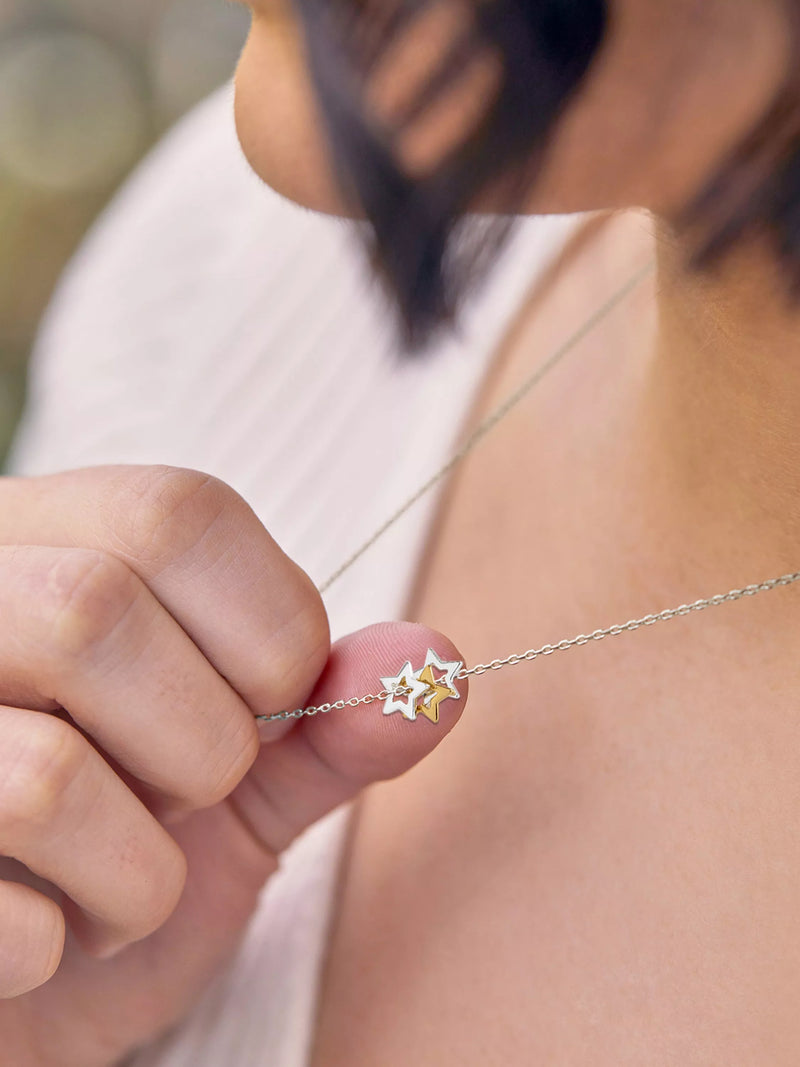 Estella Bartlett triple star charm necklace gold silver, imported from the UK