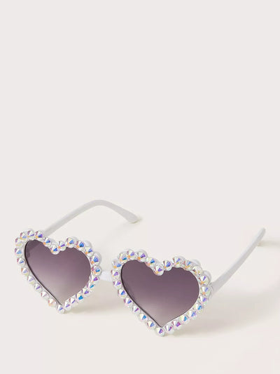 John Lewis Monsoon Kids' Rhinestone Heart Sunglasses, White/Purple Gradient- Buy online at McGrocer
