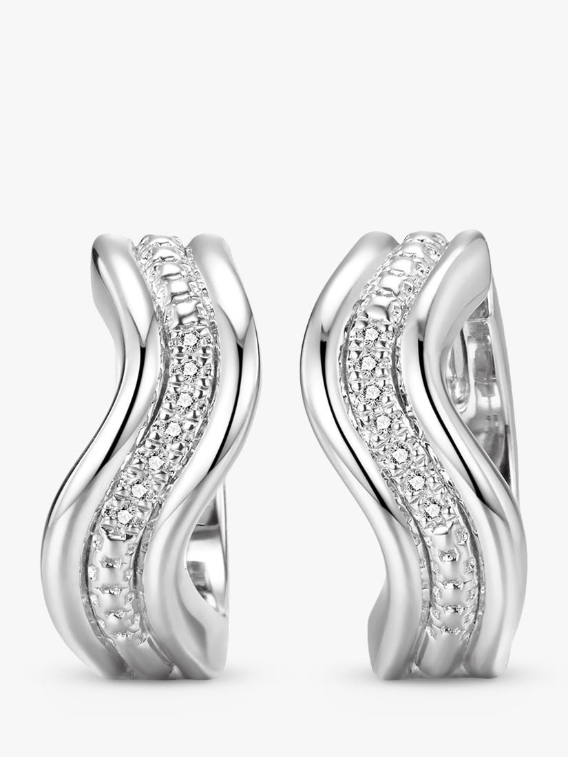 DPT Antwerp flowing band huggie earrings with diamonds 15mm (British brand)