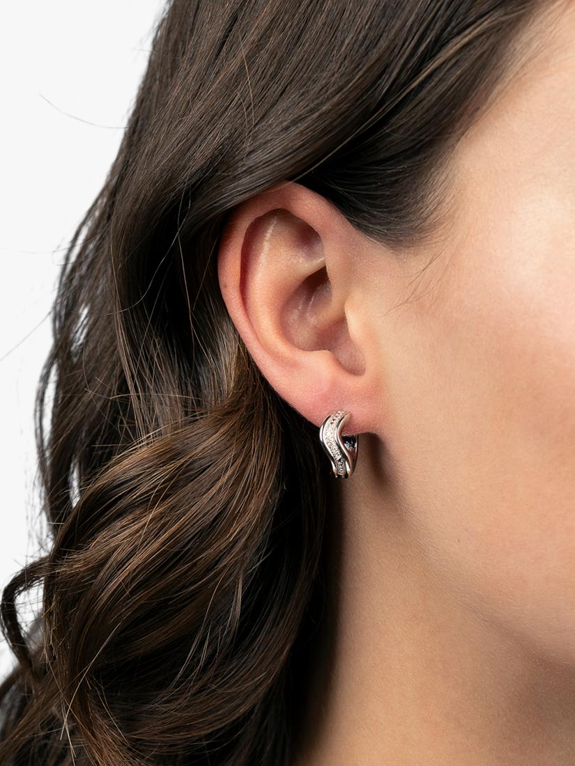 DPT Antwerp flowing band huggie earrings with diamonds 15mm (British brand)