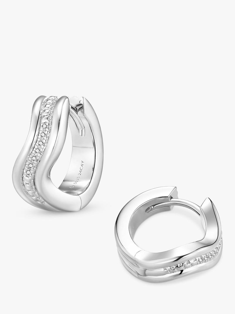 DPT Antwerp flowing band huggie earrings with diamonds 15mm (British brand)