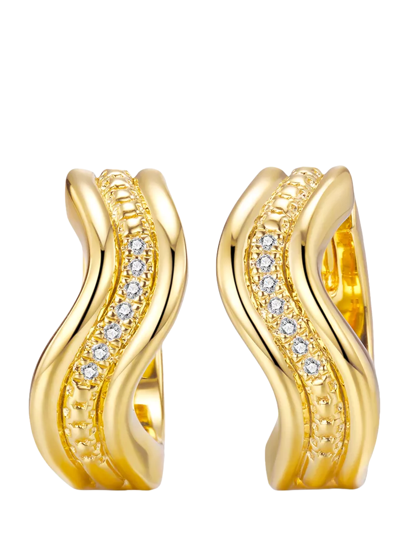 DPT Antwerp flowing band huggie earrings with diamonds 15mm (British brand)