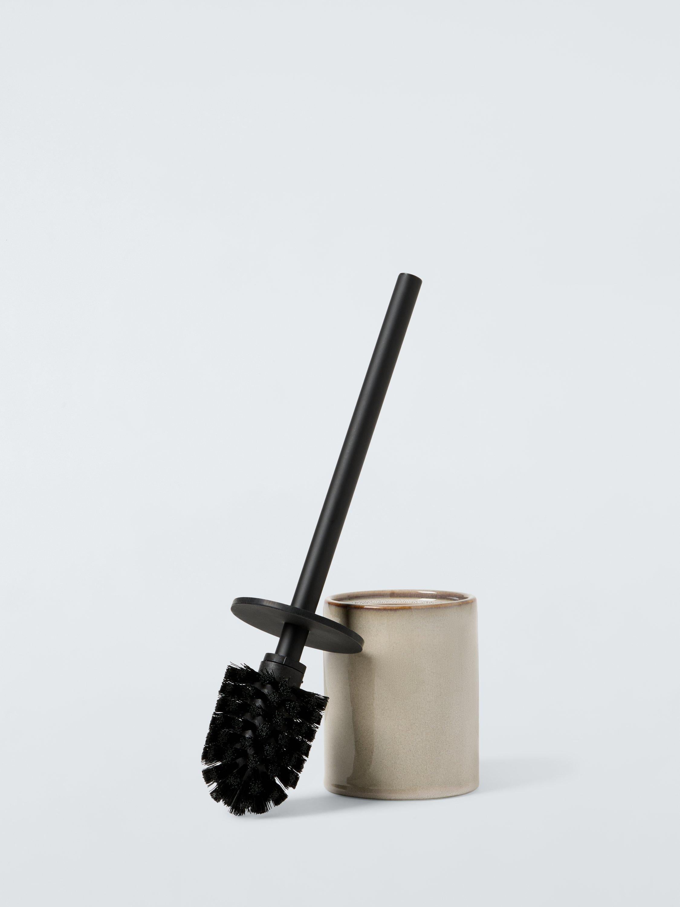 John Lewis glazed ceramic toilet brush and holder grey (British brand)