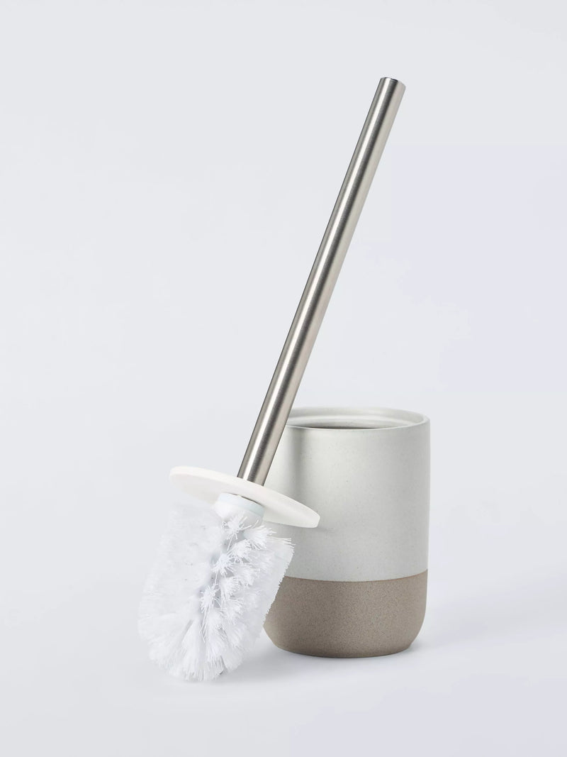 John Lewis matte ceramic toilet brush holder Natural, imported from the UK