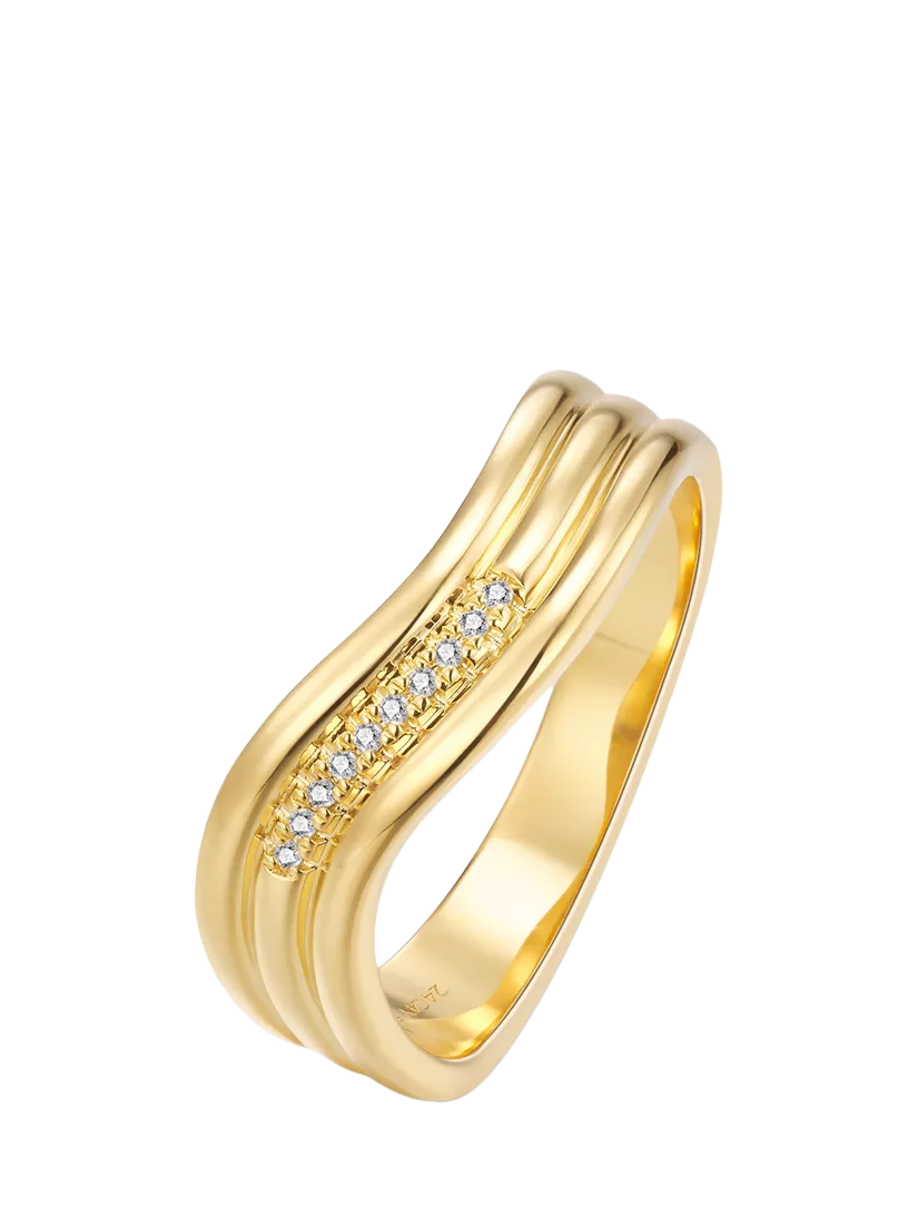 DPT Antwerp tidal diamond trio ring gold plated sterling silver (British brand)