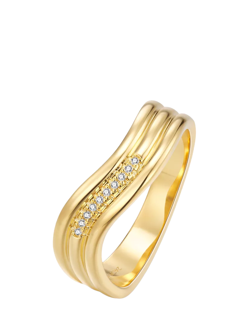 DPT Antwerp Tidal Diamond Trio Ring, Gold