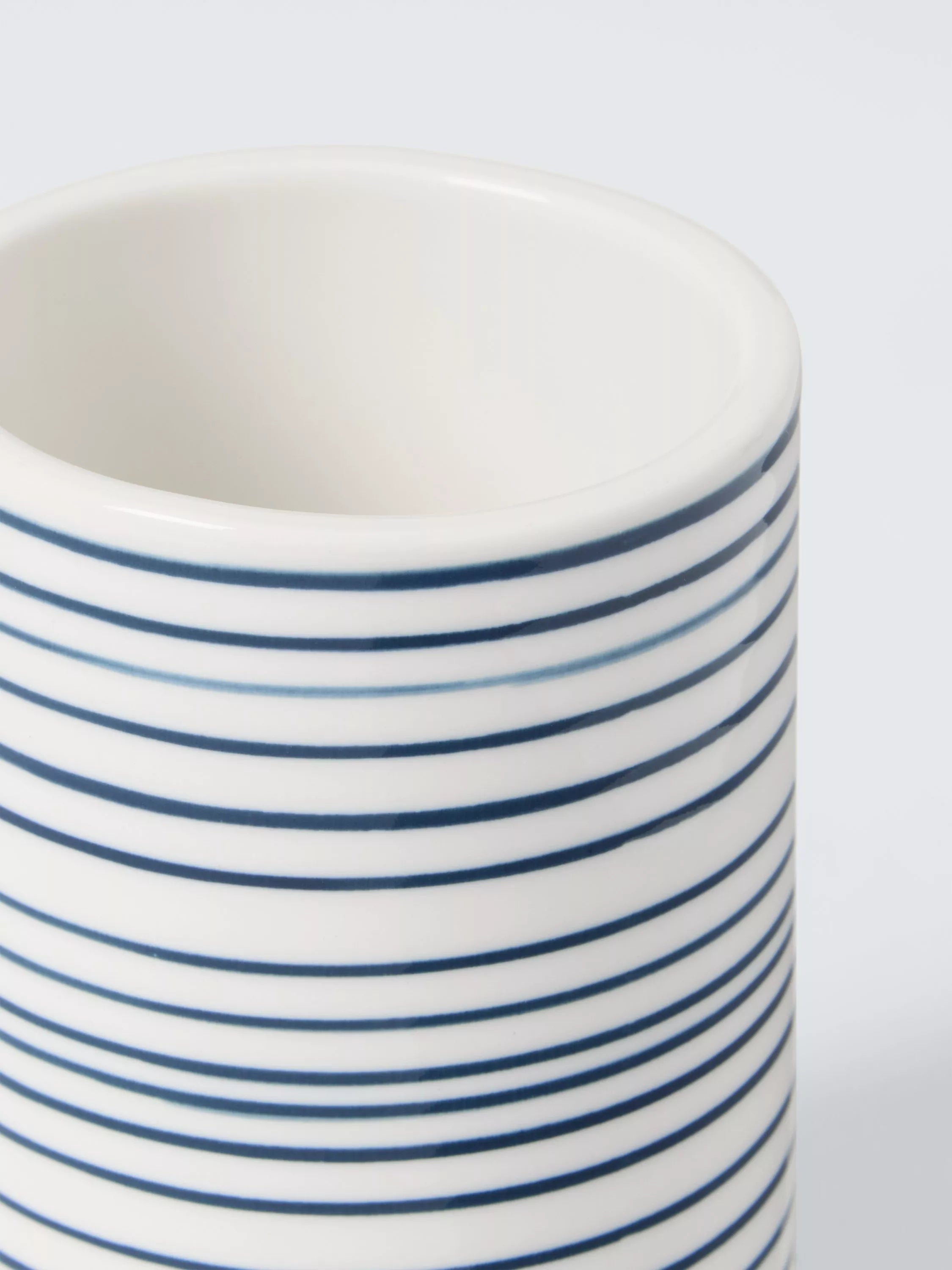 John Lewis fine stripe bathroom tumbler navy 225ml ceramic - imported from the UK