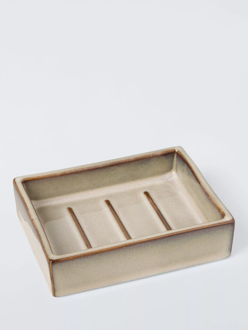John Lewis glazed ceramic soap dish in grey (British brand)