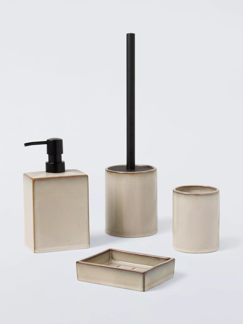 John Lewis glazed ceramic soap dish in grey (British brand)
