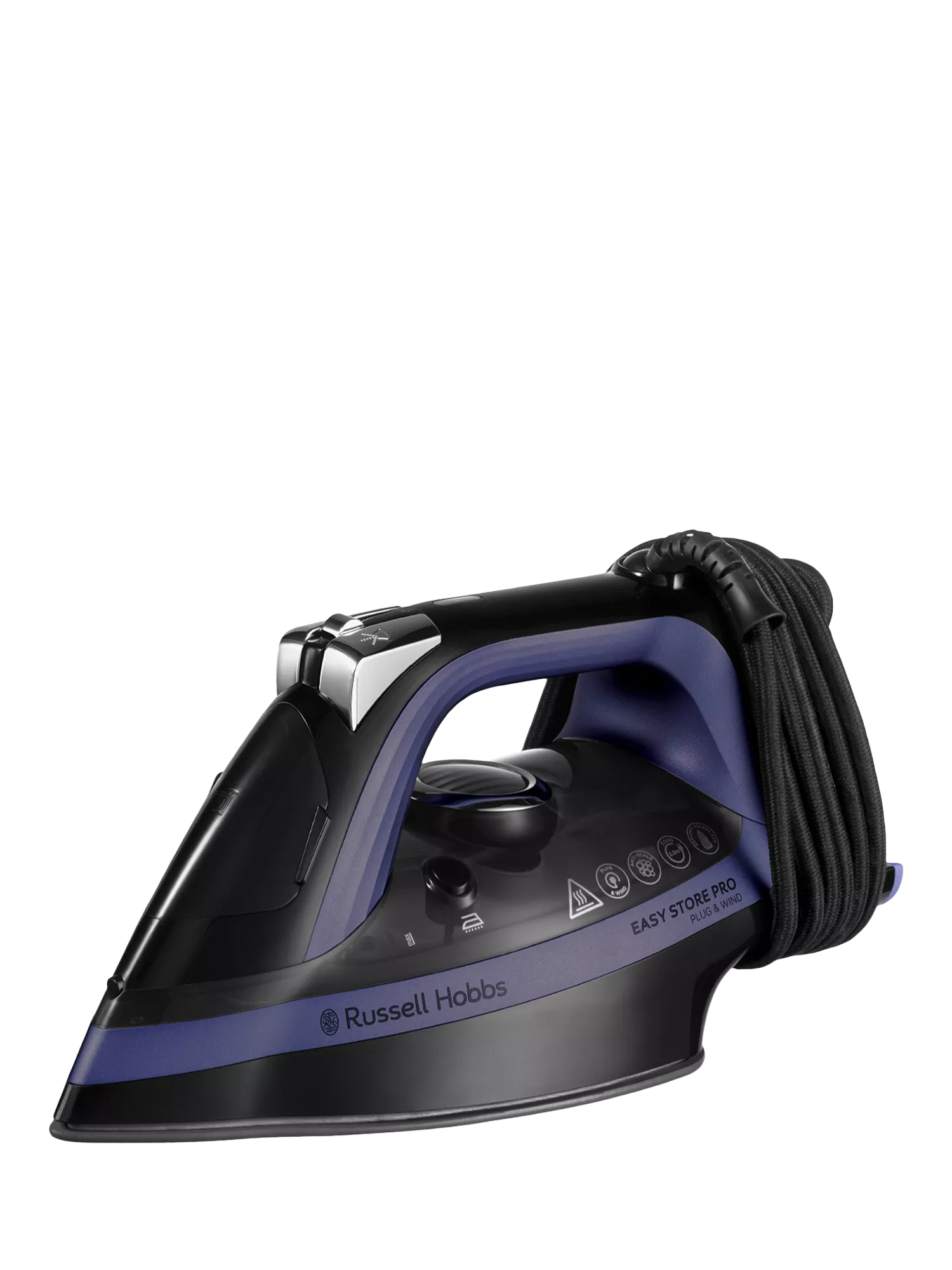 Russell Hobbs Easy Store Pro steam iron purple black - British product