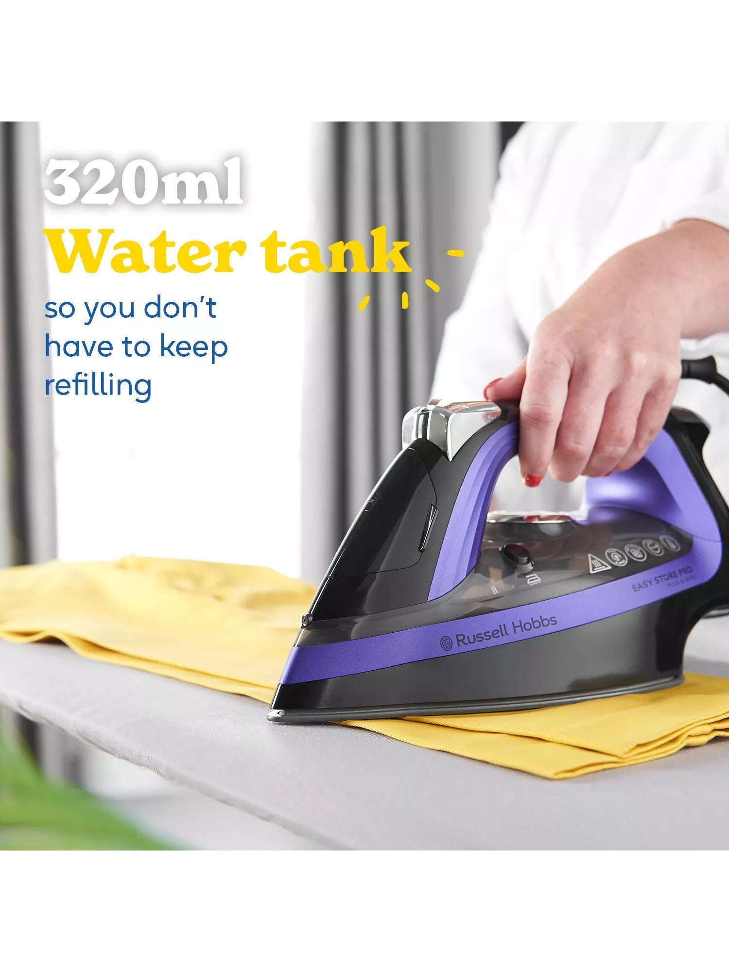 Russell Hobbs Easy Store Pro steam iron purple black - British product