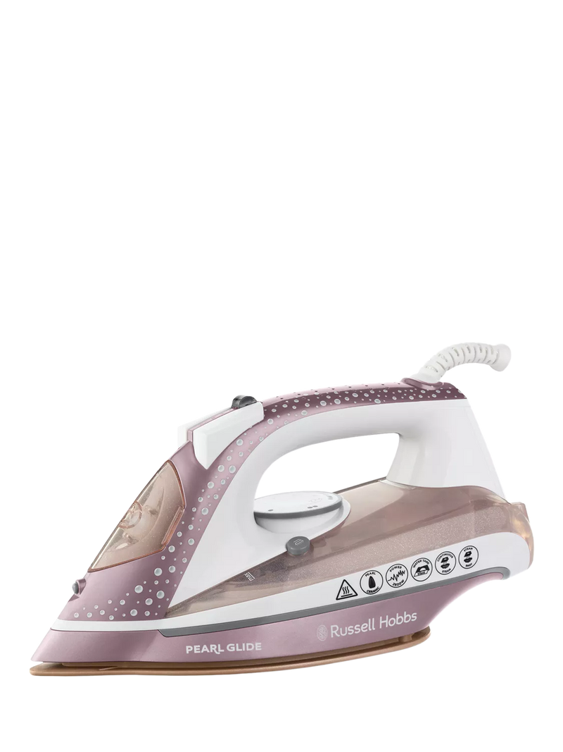 Russell Hobbs Pearl Glide steam iron in pink and white - British product