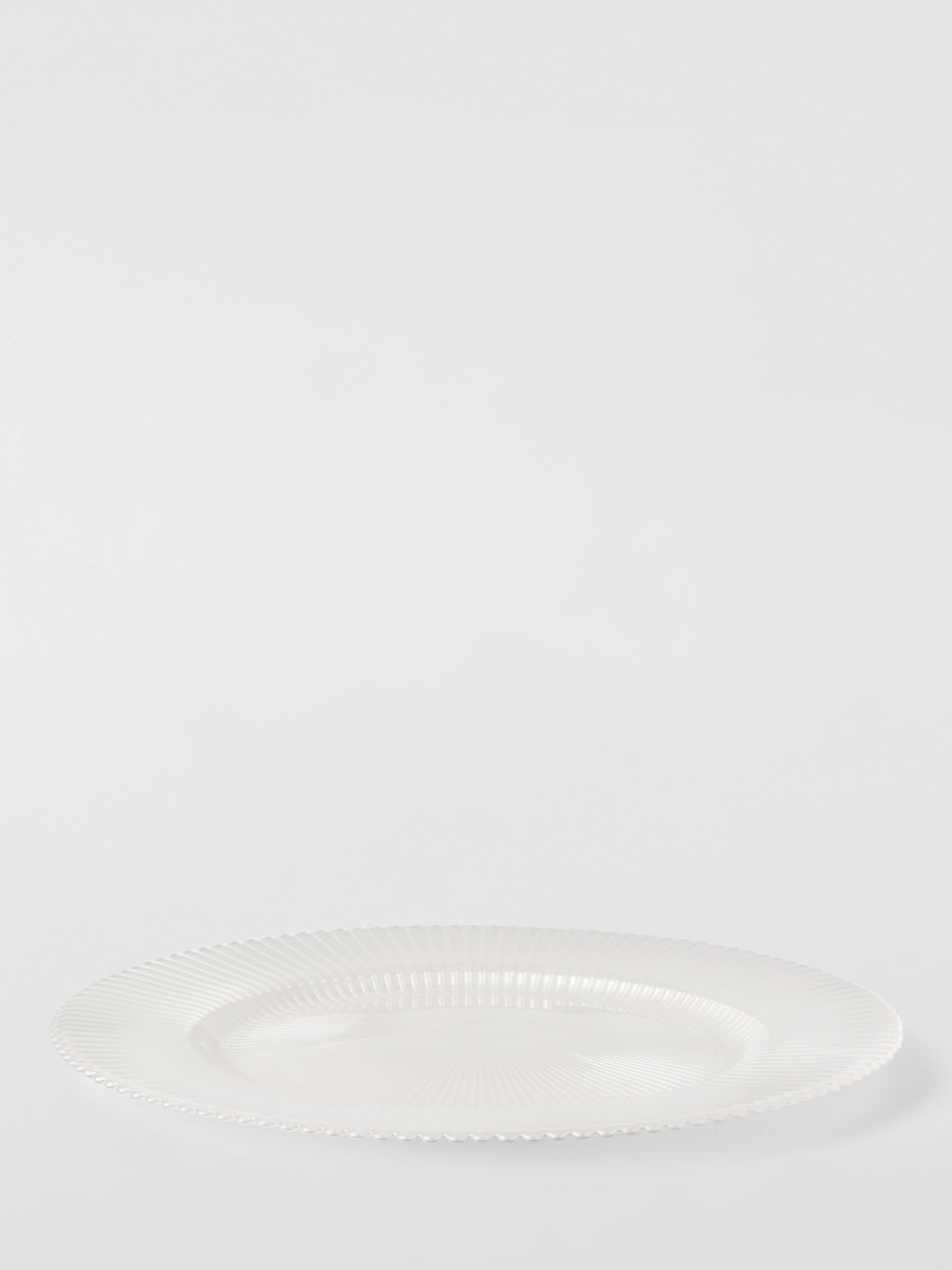 John Lewis glass charger plate white pearl 32.5cm, imported from the UK